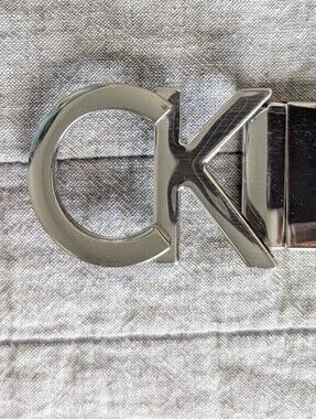 Calvin Klein Silver CK Logo Buckle Men's Belt